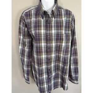 Alexander Julian Colours Shirt Mens L Purple Plaid L Sleeve Cotton/Poly